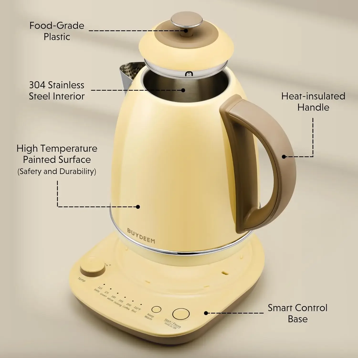 K740 Electric Kettle with Temperature Control, 12H Keep Warm, Quick Boil, Stainless Steel Hot Water Boiler for Tea Coffee Milk 5