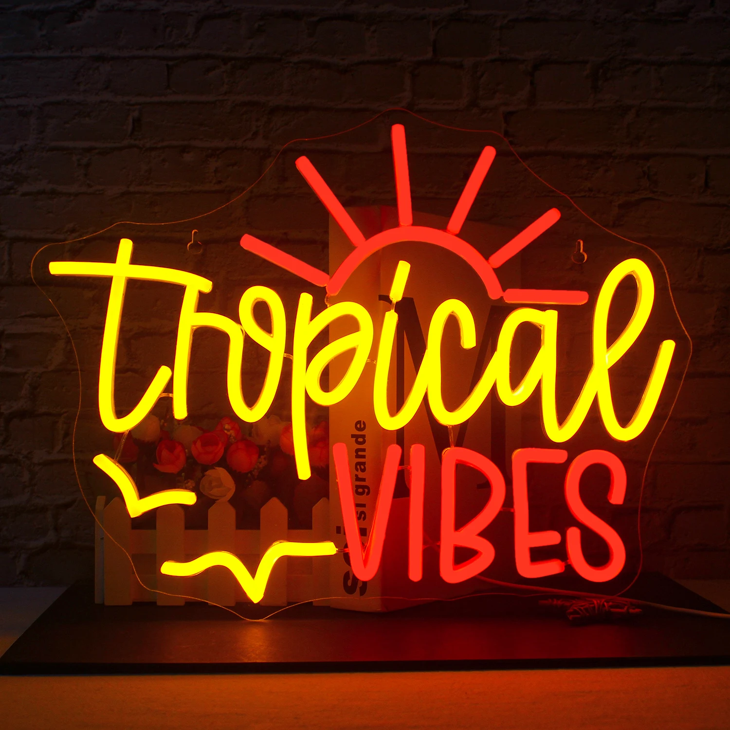 

Tropical Vibes Neon Sign USB Powered Wall Decor Bar Light Signs Party Decor Bedroom Home Beer Club Hotel Man Cave Decor Neon