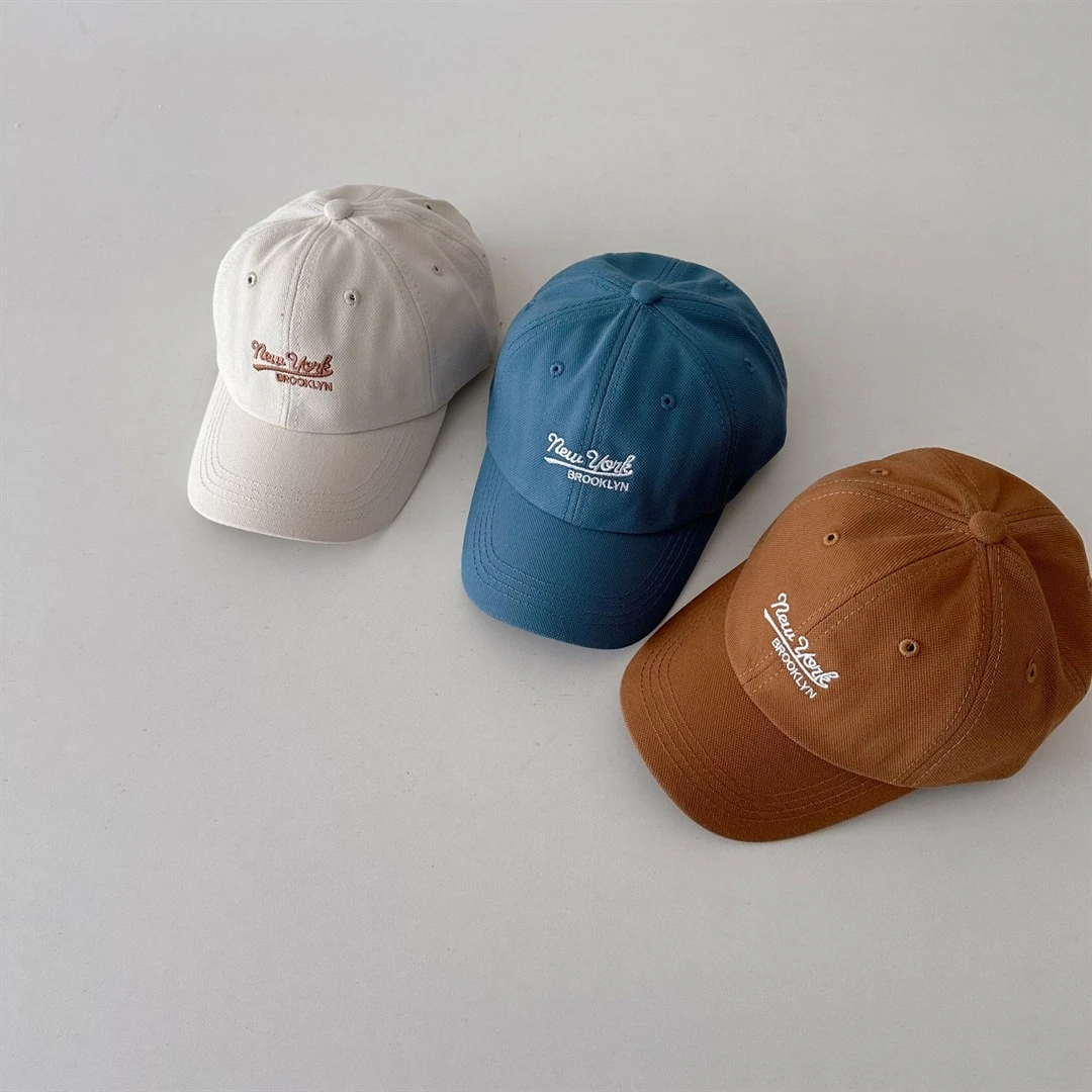 Kids Baseball Caps for Boys Girls Breathable Cotton Embroidery Letter Sun Hat Adjustable Duck Bill Peaked Cap for Outdoor Caps