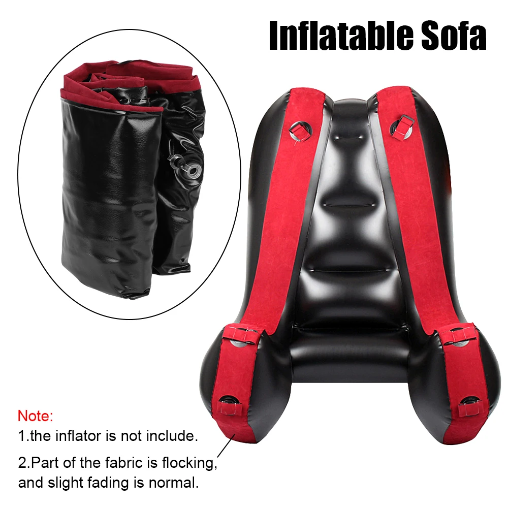 Adult Games Flocking PVC Sex Furniture Aid Sex Tools For Couples Women Sex Chair Bed With Straps Split Leg Sofa Mat Inflatable 5