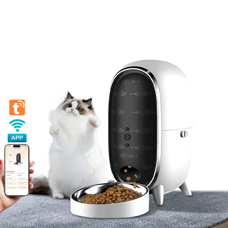 

Cat Food Dispenser Stainless Steel Dog Bowl Tuya Dog Cat Smart Pet Feeder with Wifi Mobile Pet Feeder for Dogs and Cats