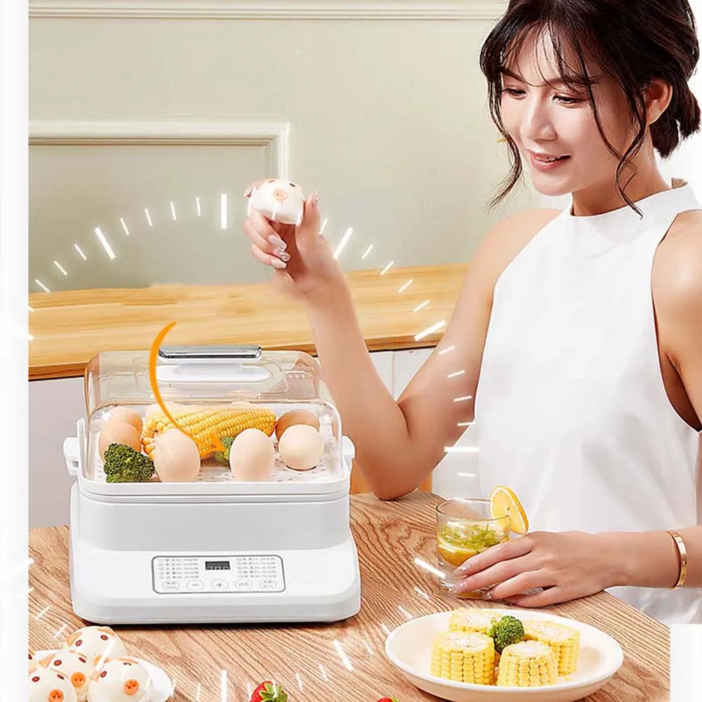 Household electric steamer three-layer multifunctional large capacity household electric steamer