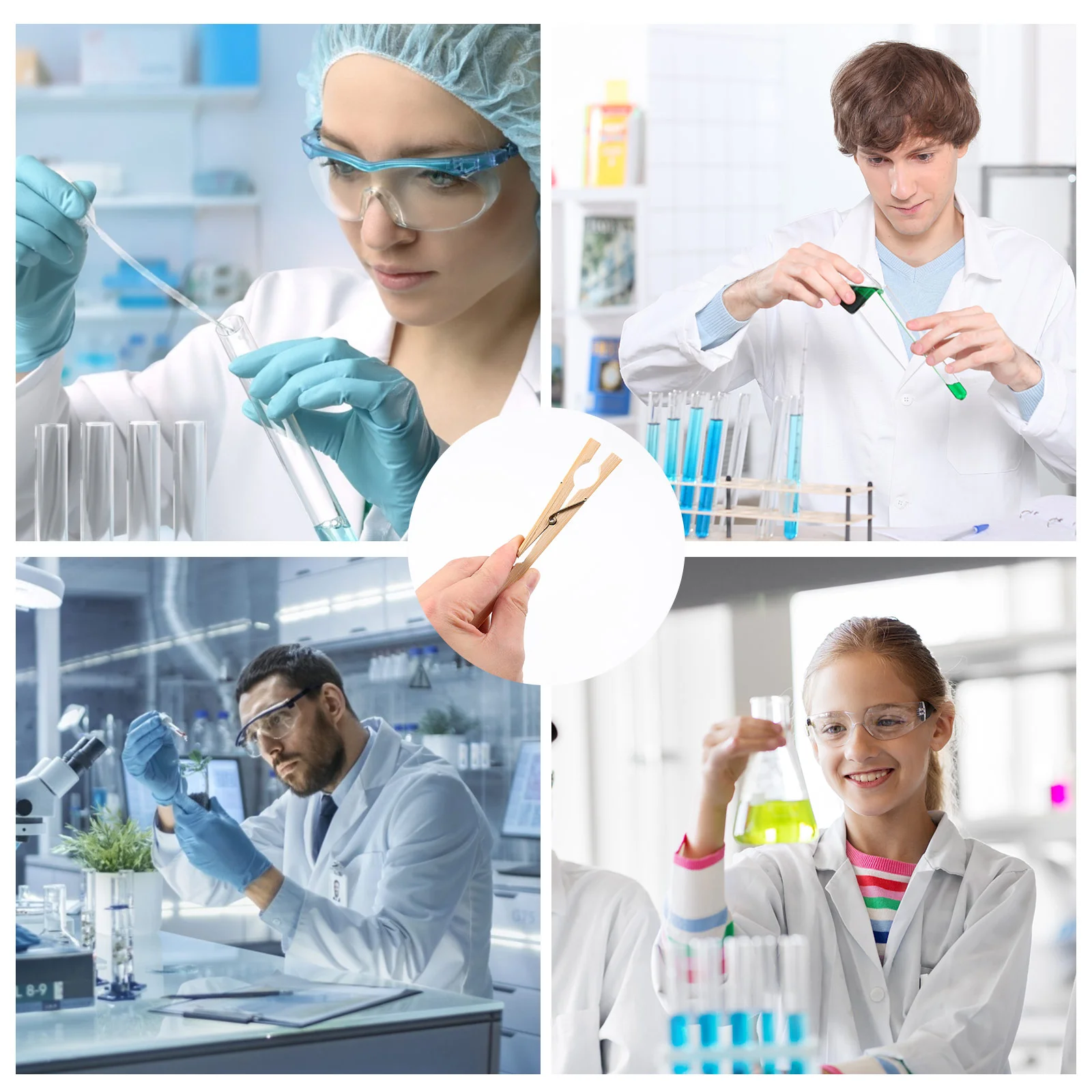 목재 테스트 튜브 클립, 유리 용수철 테스트 튜브 클립, 실험실 생물 화학 실험 클램프 도구, 18cm