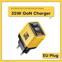 ASOMETECH 35W GaN Charger with LED Display & Quick Charge USB - C - EU Plug