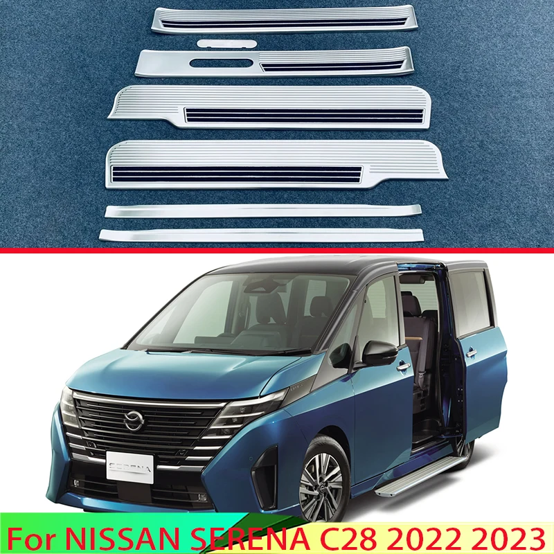 Per Nissan Serena C28 2022 2023 In Acciaio Inox Ouside Door Davanzale Pannello Scuff Kick Step Trim Cover Protector Versione A Benzina