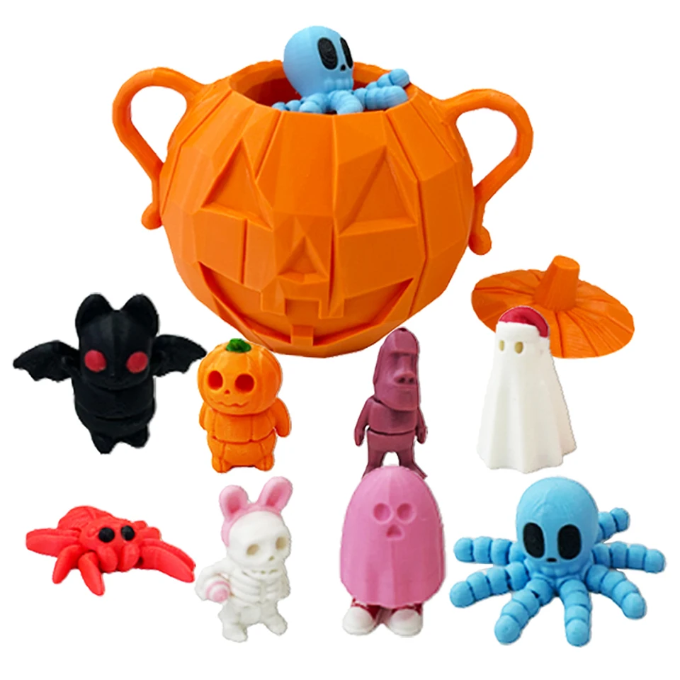 Halloween Pumpkin Mini Animals 3D Printed Set