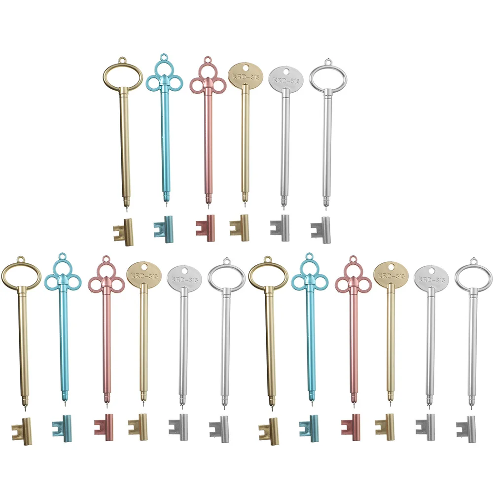 

18 Pcs Black Pens Student Signature Cute for Girls Accessories Key Shaped Writing Students Gel Child Prize Gifts