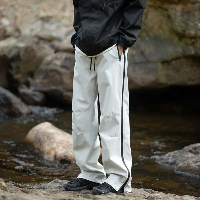 Straight Side Zipper Pants Men's Women's Outdoor Triple Defense Charge Straight Pants Work Trousers Waterproof Breathable
