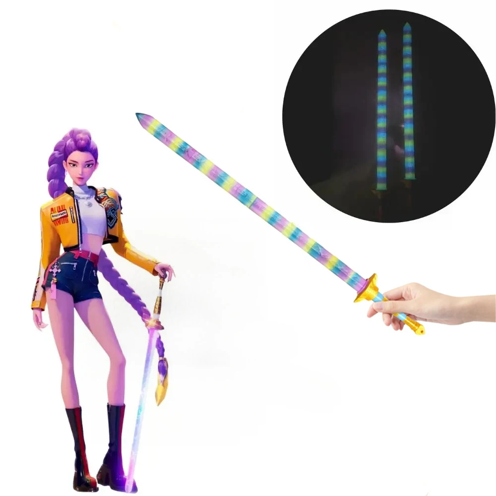 Épée Rétractable Fluorescente Demons Hunters – Longueur 51-93 Cm, Effet Lumineux Bleu, Accessoire Cosplay, Carnaval, Spectacle