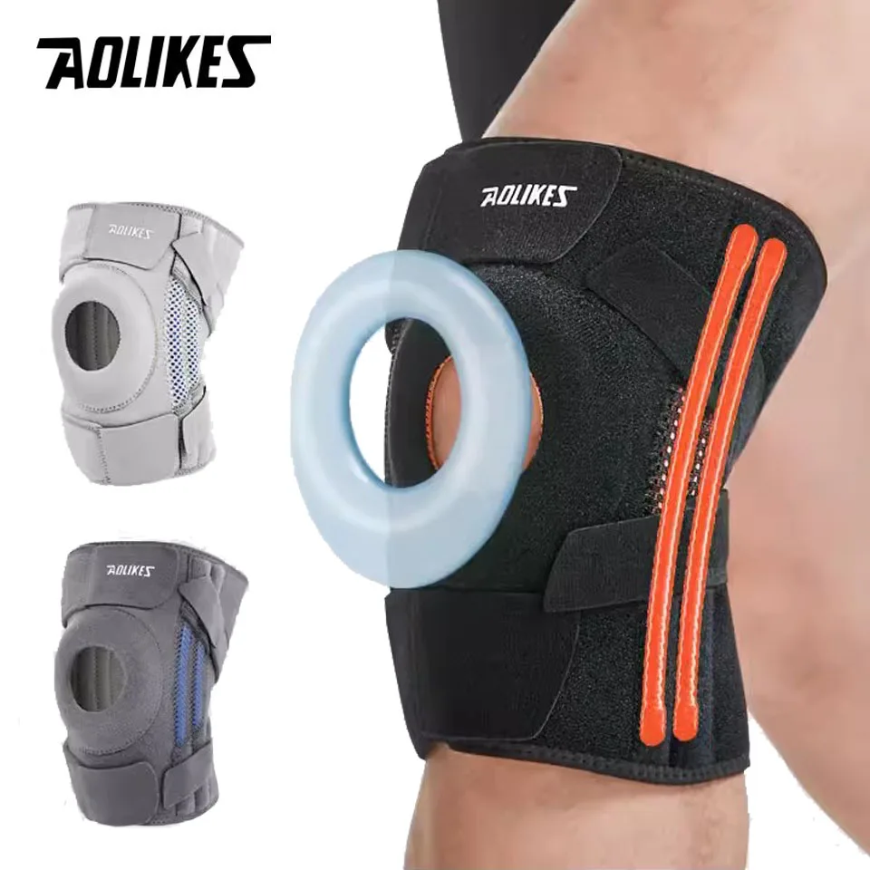 

AOLIKES 1PCS Knee Brace with Side Stabilizers & Patella Gel Pads for Maximum Knee Pain Support and fast recovery for Men Women