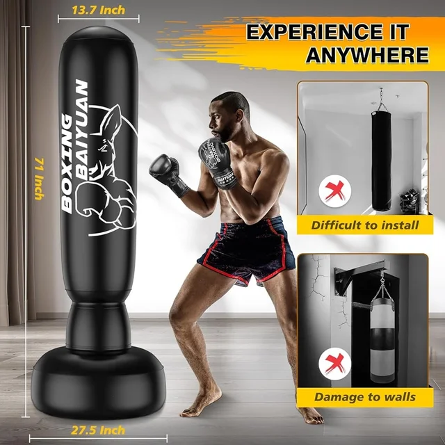 Punch Bag Boxing 6pcs Set 5ft Heavy Filled Punchbag Gloves Bracket,Hook - View #4