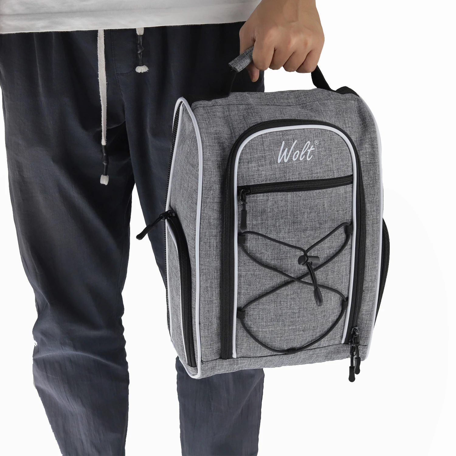 Wolt Golf Shoe Bag - Sports & Travel Shoes Carrier Bags with Ventilation & Double Outside Accessory Pocket for Socks, Tees, Golf