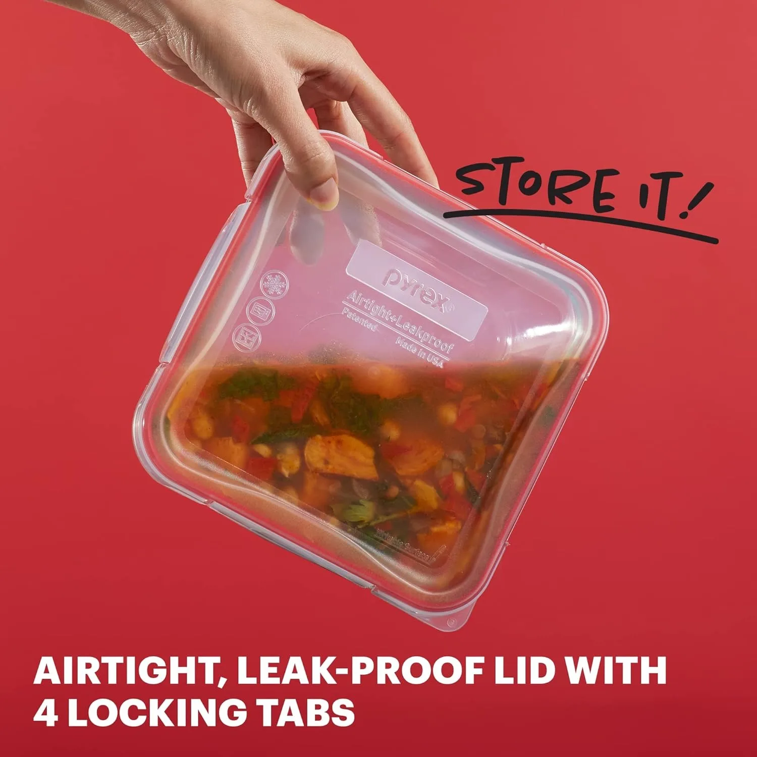 Pyrex Freshlock 10-Pieces 4-Cup Glass Food Storage Containers Set Airtight & Leakproof Locking Lids Freezer Dishwasher Microwave 3