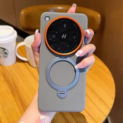 ELVEV Magnetic Luxury Leather Phone Case with Rotatable Ring Stand for OPPO Find X8 Ultra (Grey - with Ring)
