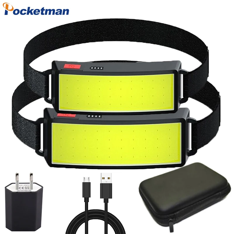 

Wide Beam Strong Power COB LED Headlight USB Rechargeable Headlamp Camping Led Portable Head Lamp Built-in Battery Head Light