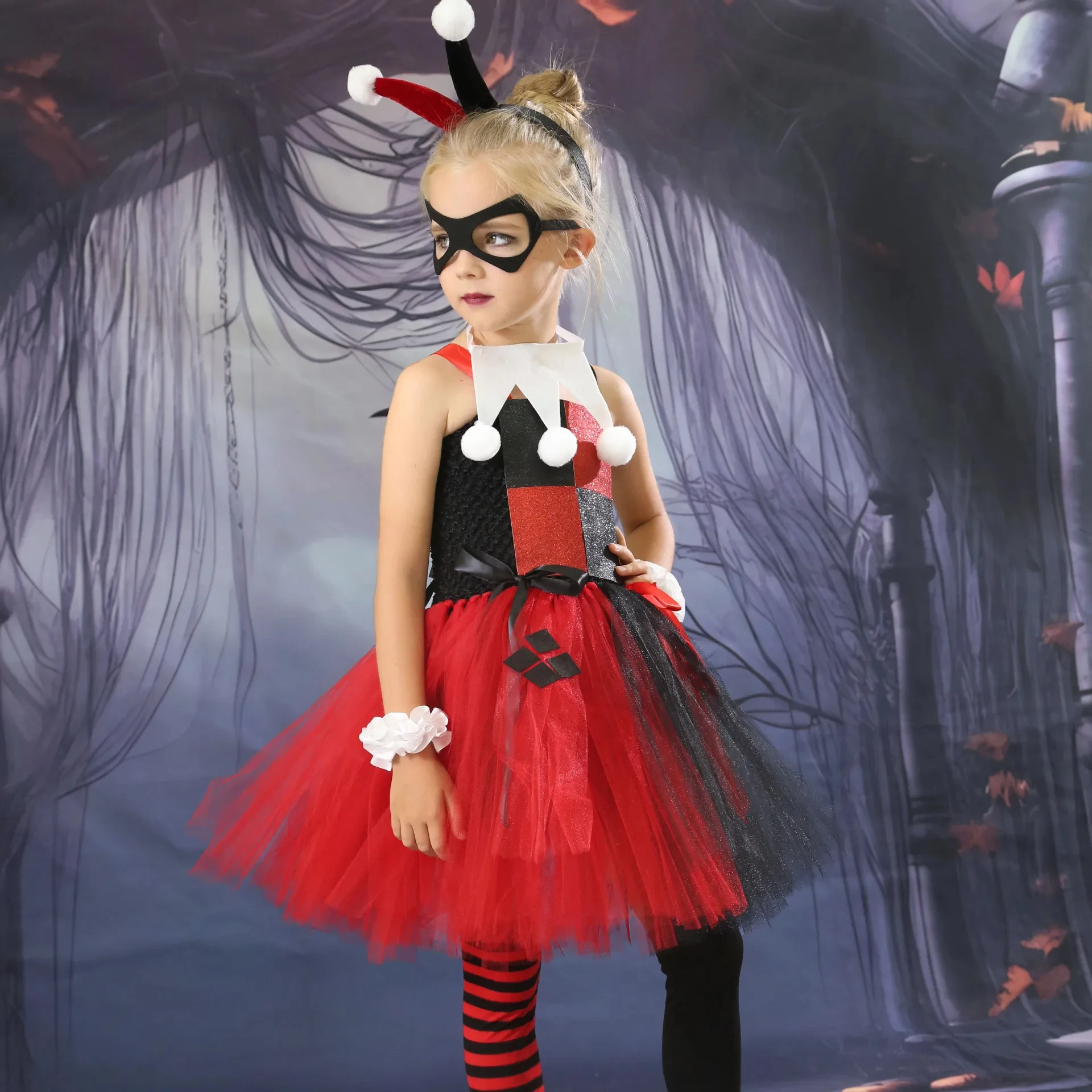 Scary Clown Tutu Dress Halloween Costume Halloween Costume Red Black Girls  Tutu Dress Cosplay Scary Clown