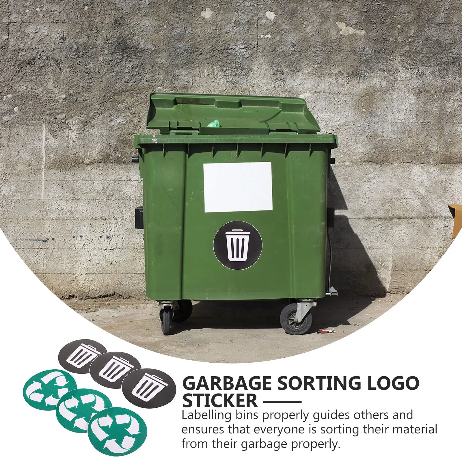 6Pcs 쓰레기 분류 스티커 재활용 라벨 재사용 가능한 방수 주방 사무실 학교 쓰레기통 폐기물 분류