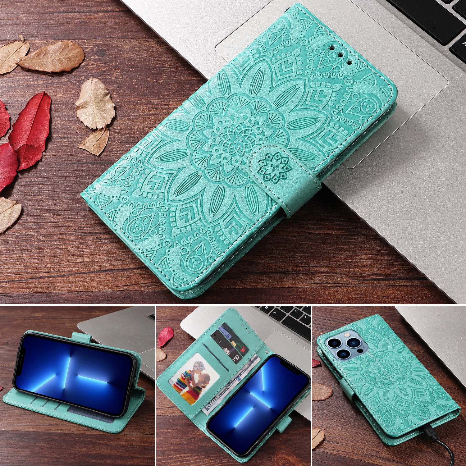Luxury Leather Retro Wallet Book Holder Flip Cover