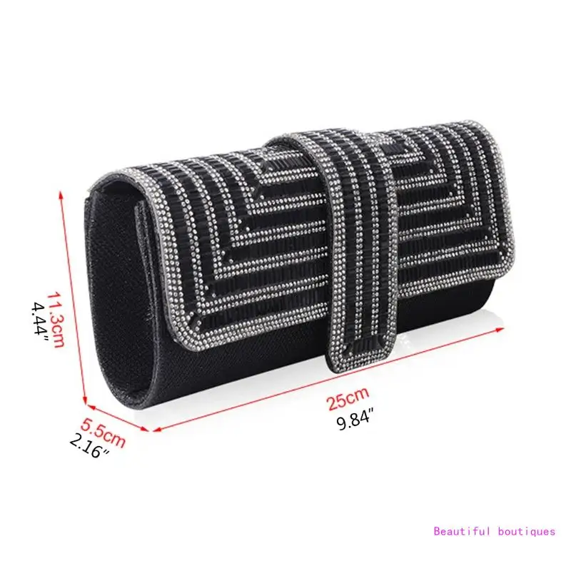 Womens Crystal Evening Clutch Bag Retro Envelope Handbag for Rhinestone Purse DropShip