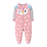 Newborn Infant Baby Girl Rompers 2024 Winter Autumn Warm Micro Fleece Animal Sleepsuit Animal Overall Babe Jumpsuits 0-12 Months 4