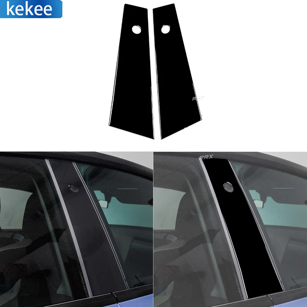 

For Tesla Model Y 2020+ Piano Black Car B Column Pillar Panel Trim Sticker Exterior Protective Decoration Accessory