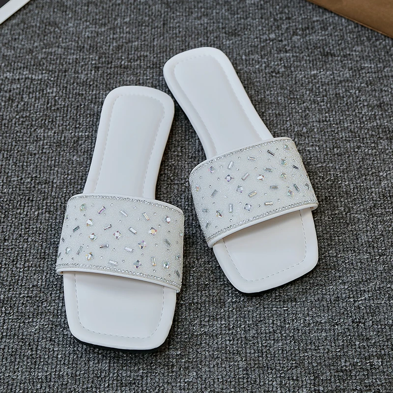 

Women's Slippers 2023 Summer New Square Toe Open Toe Sandals Comfortable Casual Women's Shoes Plus Size Outdoor Beach Shoes 43