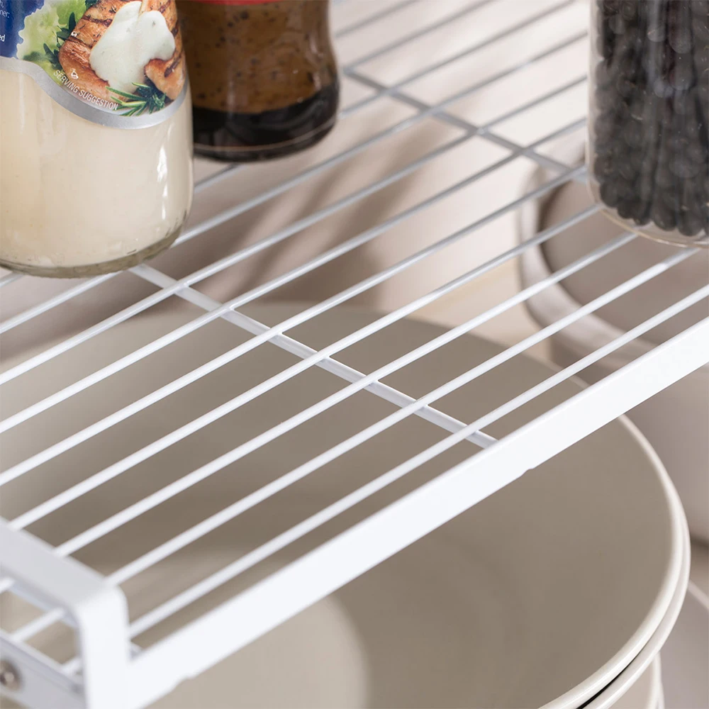 White Metal Over The Sink Shelf with Modern Design,  Display Stand Organizer for Kitchen Accessories 6