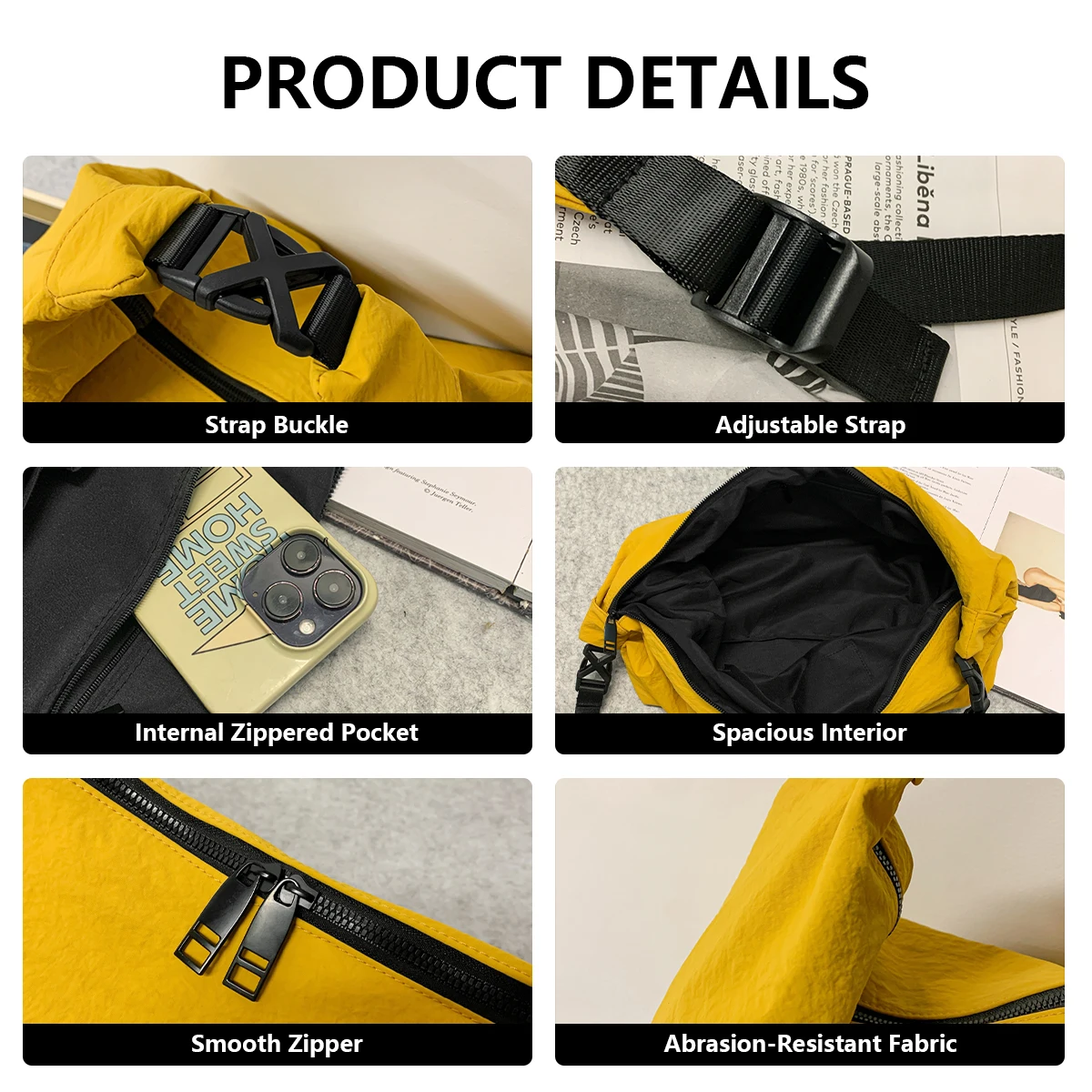 Original Design Japanese and Korean Style Commuter Thick Canvas Single-Shoulder Simple Casual Versatile Student Large-Capacity Tote Bag for Work, Class, and Shopping