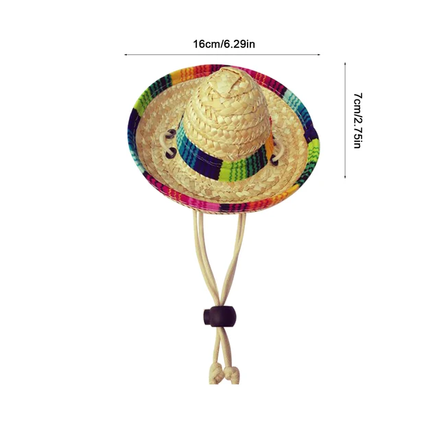 Mexican Dog Straw Hat Mini Dog Hat Handcrafted From Natural Fabrics And Straw Durable Pet Sun Hats Suitable For Small Pets/Puppy 6