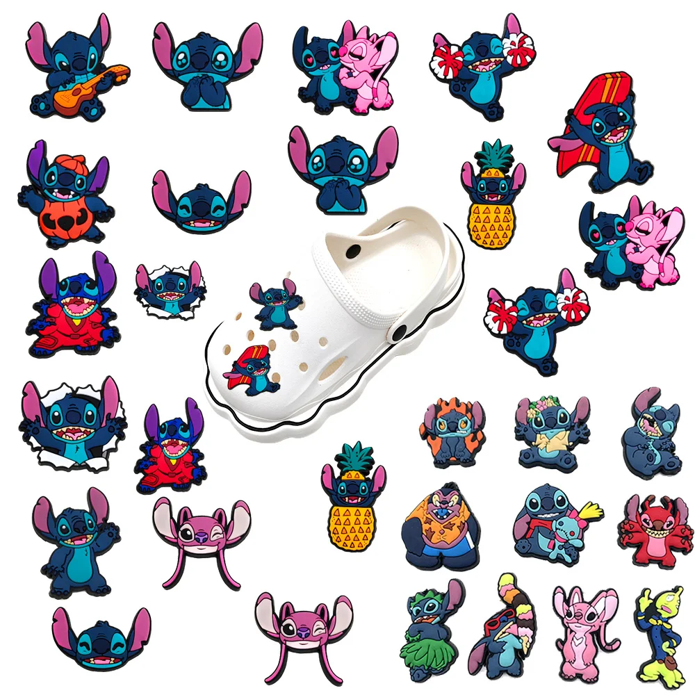 

Aoger 1Pc Disney Stitch jibz PVC Croc Charms Shoe Charms Cartoon DIY Sandals Accessories For Clogs Pins Shoe Decorate X-mas gift