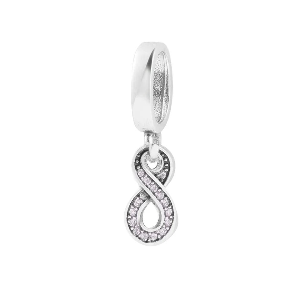 

925 Sterling Silver Accessories Sparkling Infinity Dangle Charm Wholesale Mother Kids Free Shipping Beads For Jewelry Making