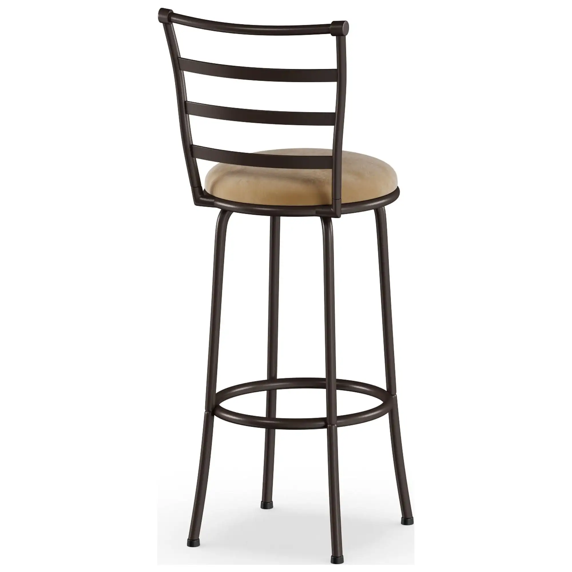 3-Pack Indoor Adjustable 24" or 29" Bronze Ladder Back Swivel Barstool, Tan Microfiber Seat 3