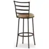 3-Pack Indoor Adjustable 24" or 29" Bronze Ladder Back Swivel Barstool, Tan Microfiber Seat 3