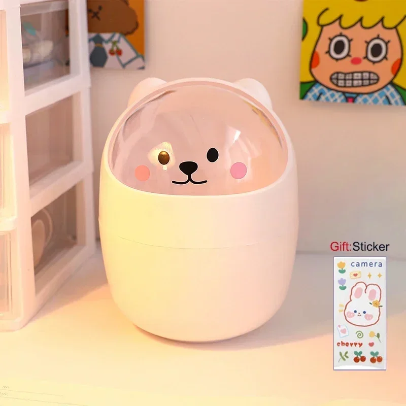 Ins Style Cute Creative Home Desktop with Lid Trash Can thumbnail 6