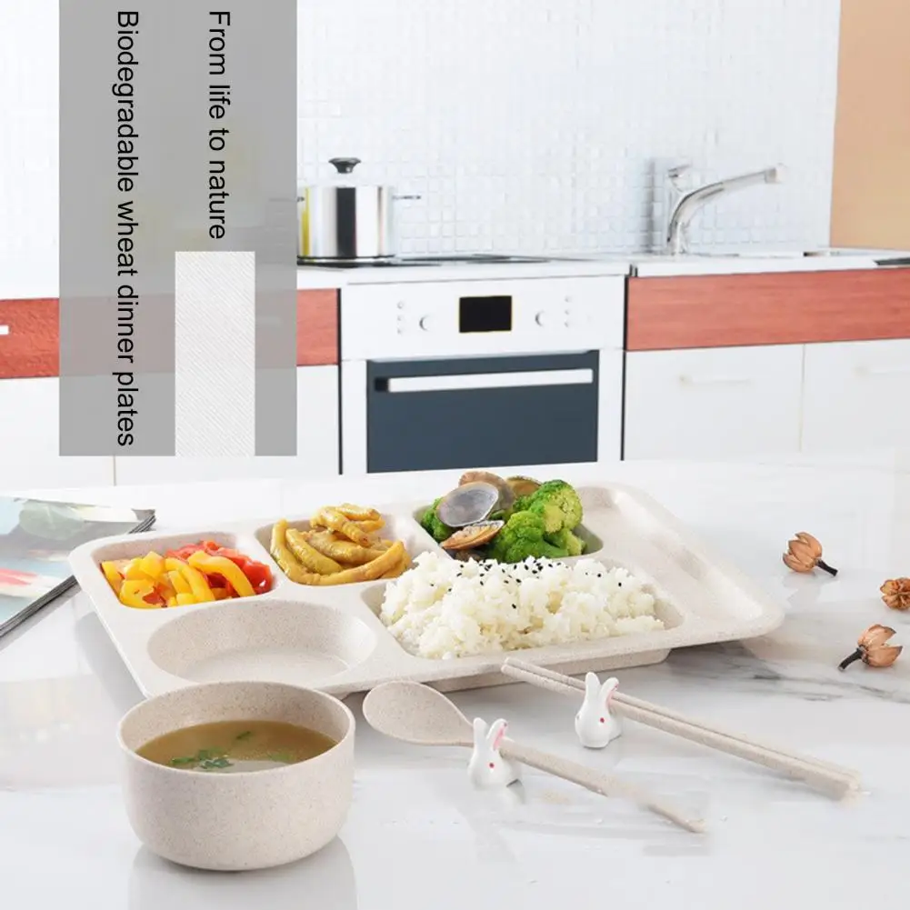 1 Set Individual Grid Stackable Food Plate Plastic Food Tray Multi-grid Meal Plate School Home Canteen Supplies