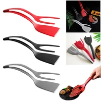 Spatule à œufs 2 en 1, pince à poignée et à rabat, outil de Flipper à œufs en Silicone, pince à Toast français pour poisson, cuisson antiadhésive 2