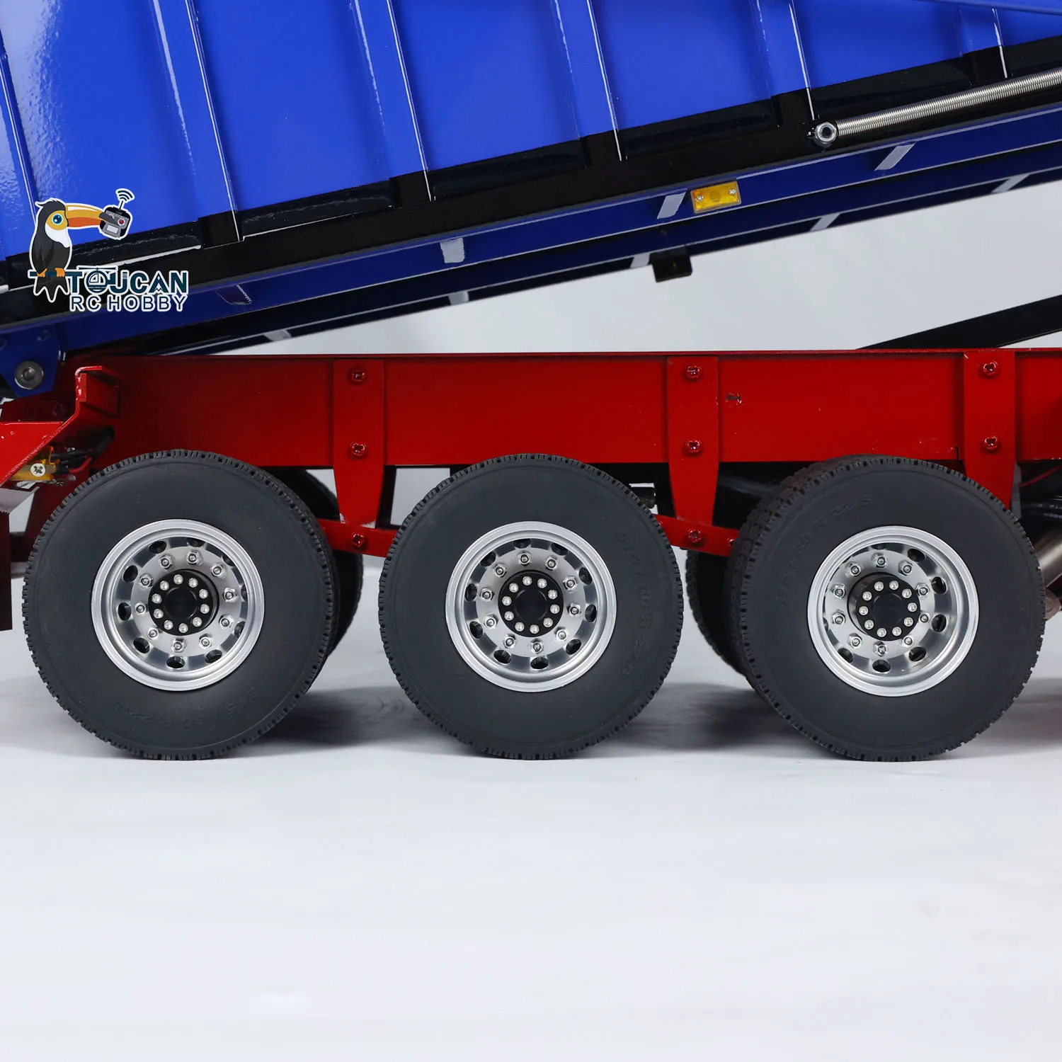 NEW Metal 1/14 3 Axles RC Hydraulic Dump Trailer Electric Awning Legs Semi Trailer Lights for RadioTractor Truck Car Toys Model 6