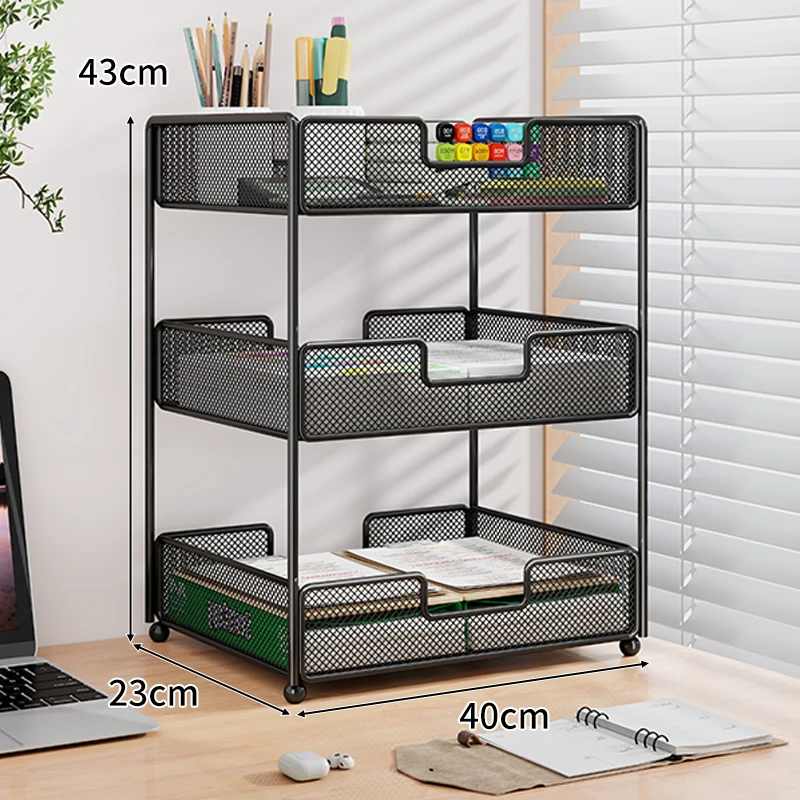 Desktop Organizer Office File Storage Shelf Multi-Layer A4 Metal Document Holder Iron Bookstand Home or Office Furniture FYMR