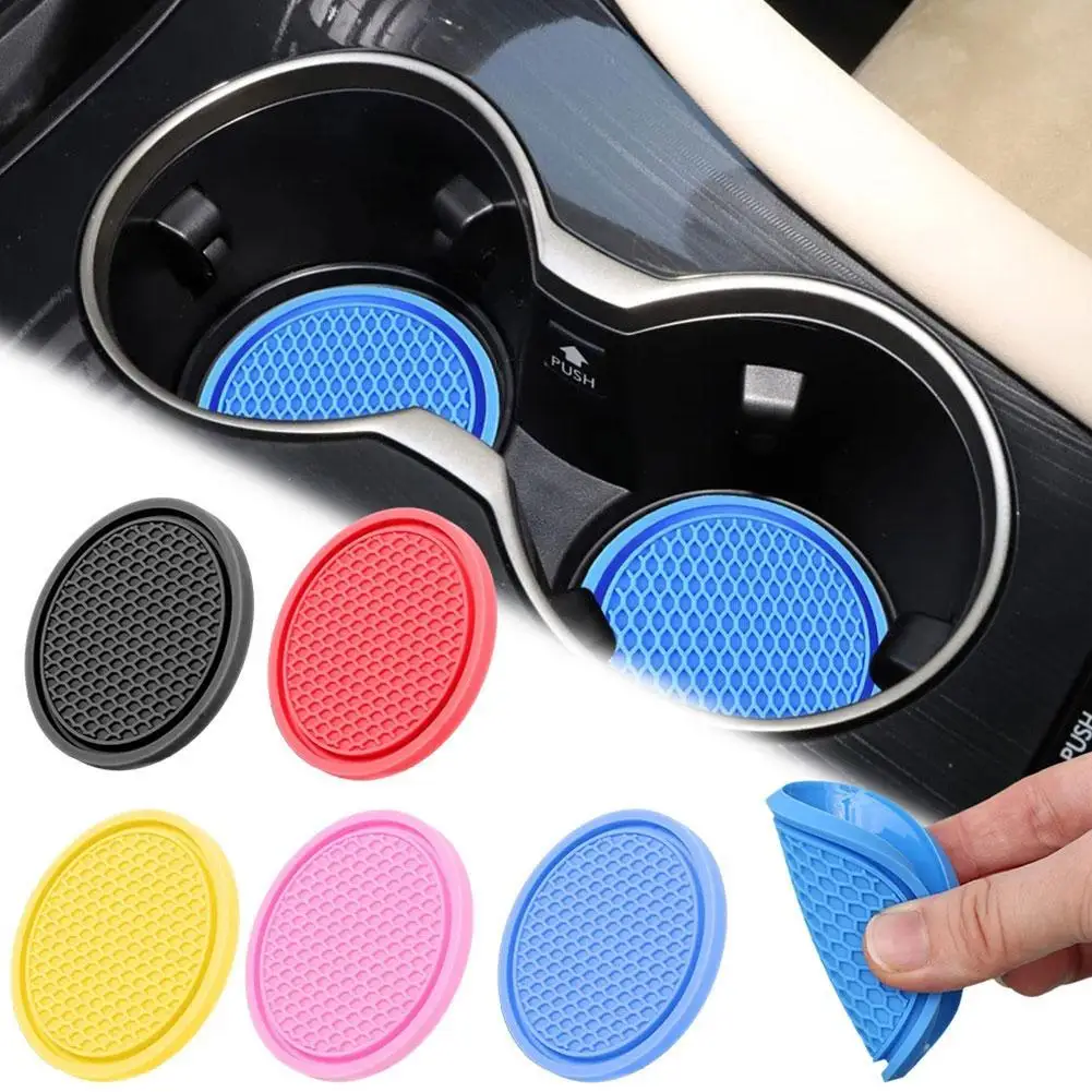 

1 Pcs Car Coasters PVC Travel Auto Cup Holder Insert Cup Coaster Mats Interior Accessories Anti Slip Vehicle L2T2