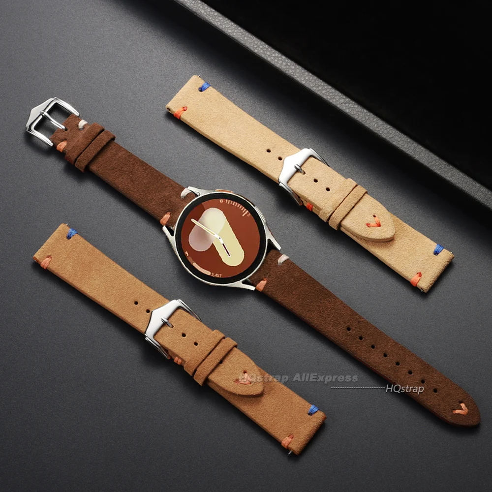 Elegant Suede Leather Watch Strap with Metal Pin Buckle - Timeless Design