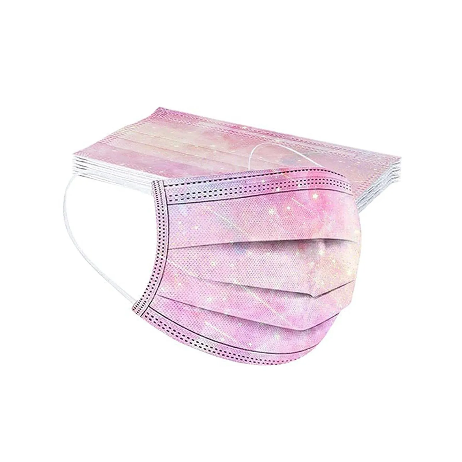 Pack Of 50PCS 3-Ply Disposable 3D Print Mouth And Nose Protection Bandana Masks Outdoor Dust-Proof Face Protective Disposable
