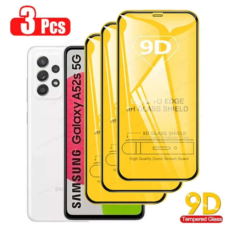 

Защитное стекло 9D для Samsung Galaxy A52s 5G A51 A53 A22 A12, пленка из закаленного стекла для Samsung A71, A50, A32, A21s, A13, A33, A72, A23, 3 шт.