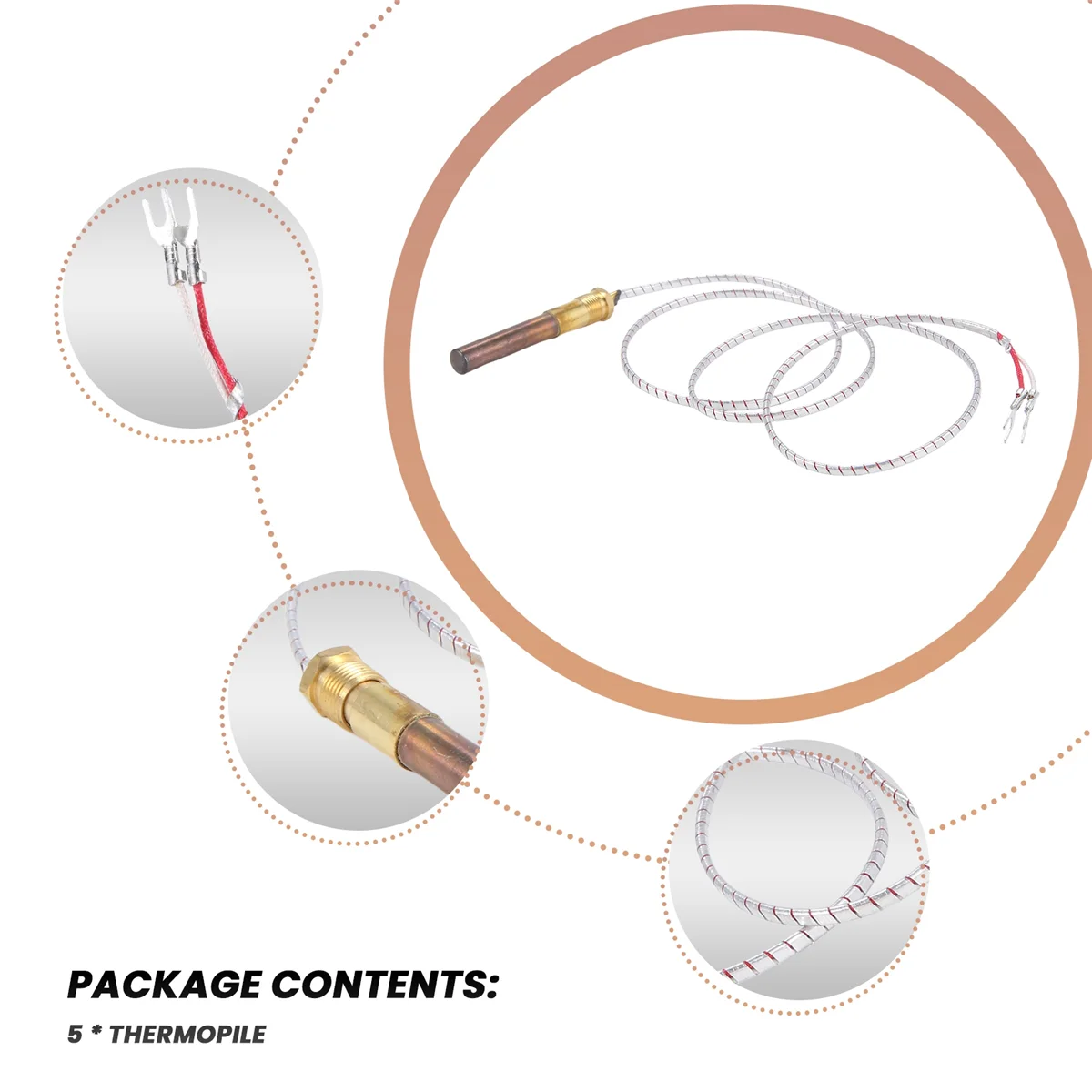 A61T-5Pcs Thermocouple Replacement Thermopile Generator for Gas Fireplace/Water Heater/Gas Fr
