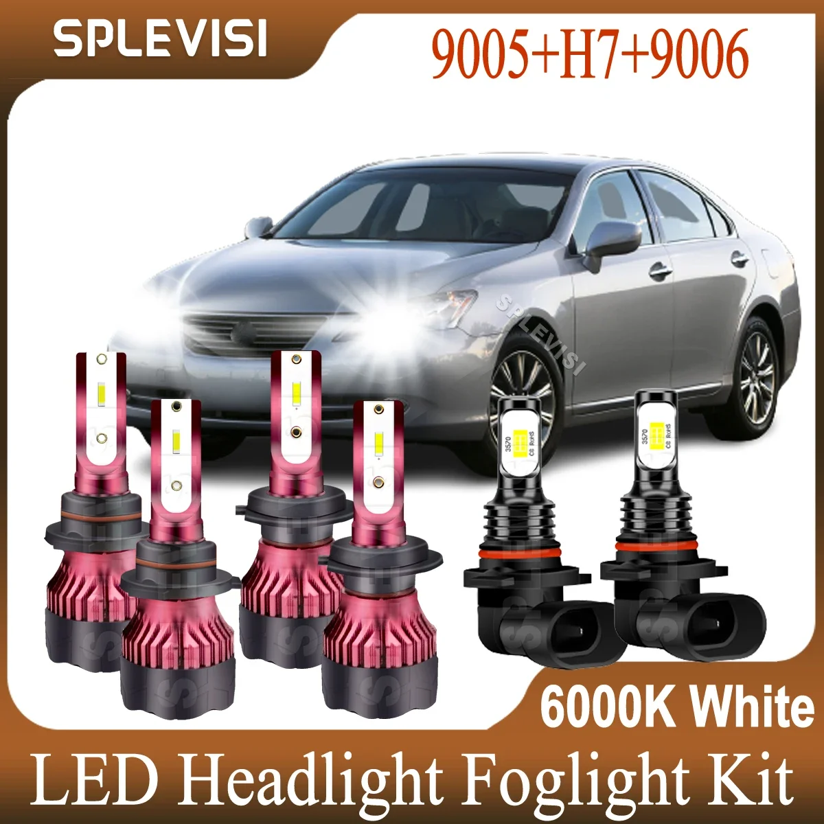 

360° Luminescence CSP Chips Bright White Kit For Lexus ES350 2007 2008 2009 LED Headlights High Low Beam 9005 H7 Foglight 9006