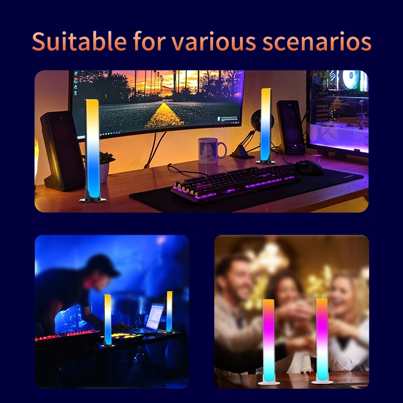 RGB Symphony Sound Control Light LED Music Pickup Lighting Atmosphere Lamp For Gaming Room Car Desktop Playroom Decor Light