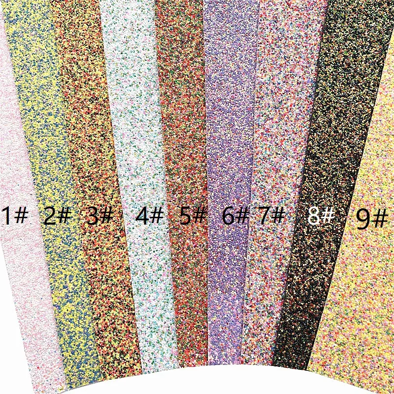 Mixed Colors Chunky Glitter Leather Faux leather Sheets DIY Handcraft Synthetic Leather Glitter Vinyl Fabric For Bows 6S249
