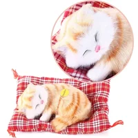 Lovely Simulation Animal Doll Stuffed Toys Plush Sleeping Cats Toy with Sound Kids Toy Decorations Birthday Gift For Children 2