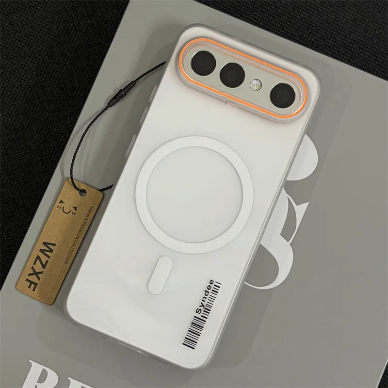 Magnetic Frosted Translucent Anti-Fall Case with Large Hole and Wireless Charging Compatibility