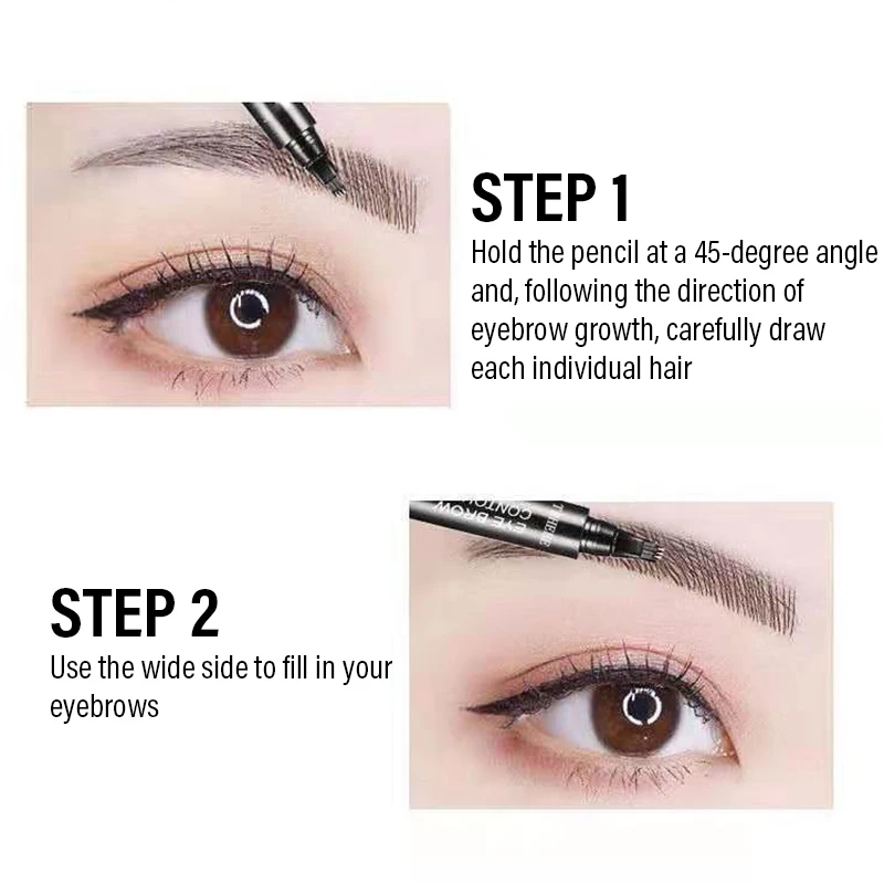 Liquid Eyebrow Pencil 4 Tip Waterproof Smudge Proof Brow Pen_voghion.com