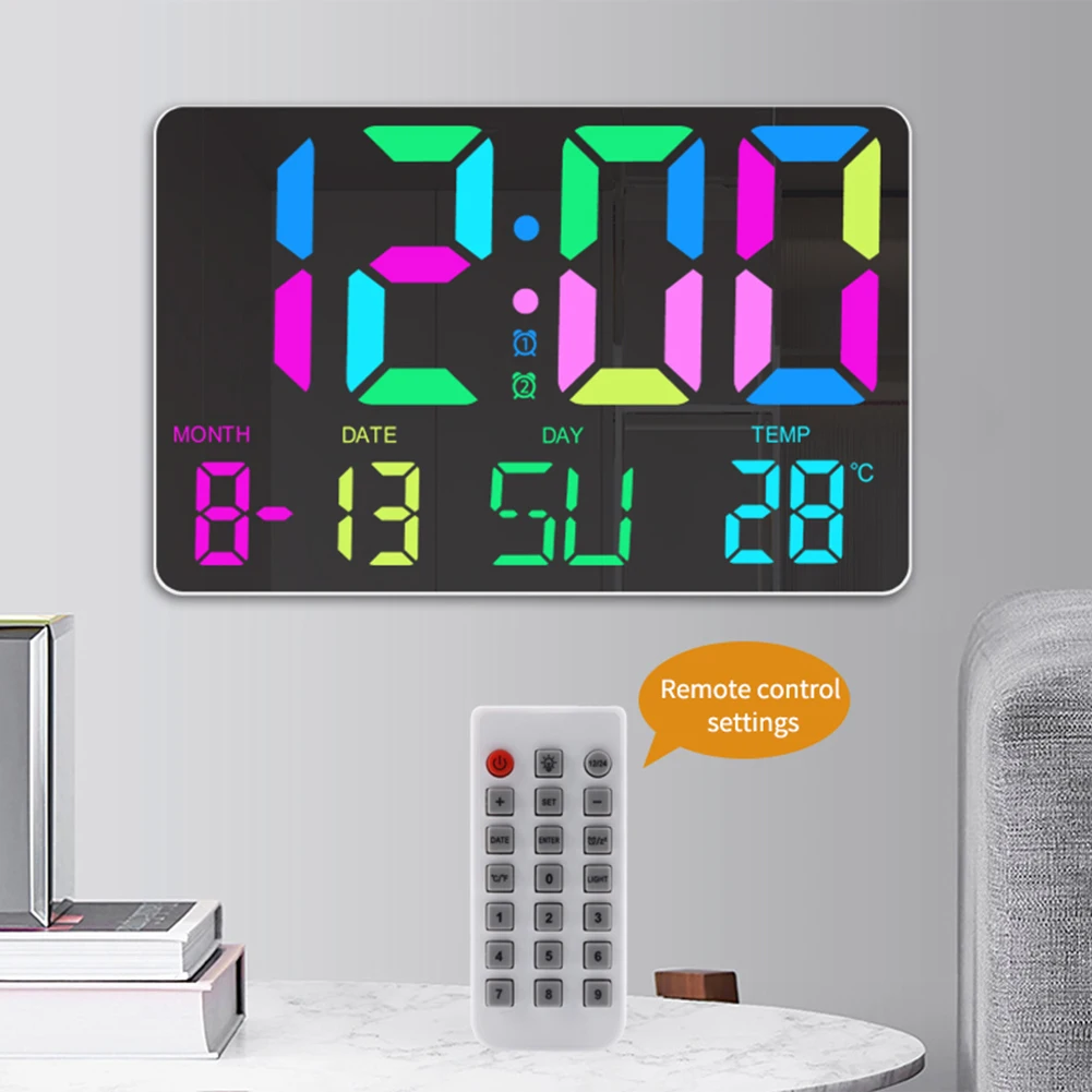 10 Inch Digital Alarm Clock Snooze Large Display Wall Clock 5 Brightness Levels Auto Dimming Mode for Living Room Office Bedroom